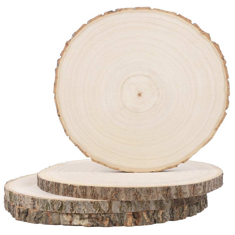 Prsildan 4 Pcs Large Natural Wood Slices, 7-8.5 Inches Unfinished Wood Centerpieces for Tables, DIY Round Wooden Circle Sign Crafts for Wedding Party DÃ©cor - Image 1